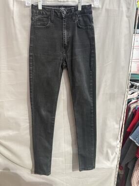 Just Black Denim High Rise Skinny Jeans Womens Size 24 Washed Black Gray Stretch